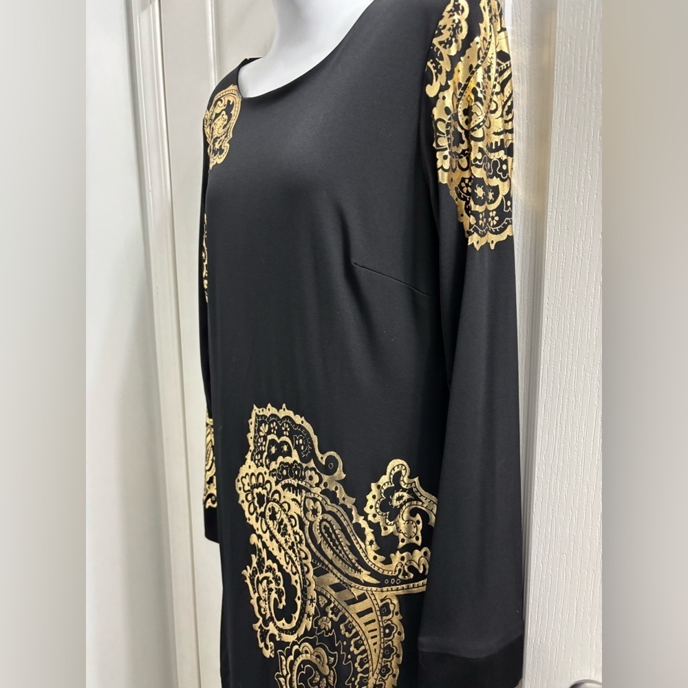 Cache Black Metallic Paisley Dress Size 12 - Picture 3 of 9